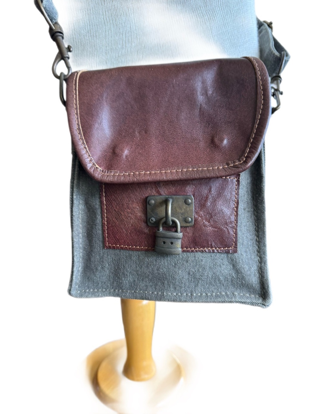 Mona B Purse Crossbody Flap Over Steampunk Upcycled Leather